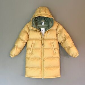 Nike Therma-Fit Repel Puffer Hooded Winter Parka Jacket Gold Yellow Green Kids L